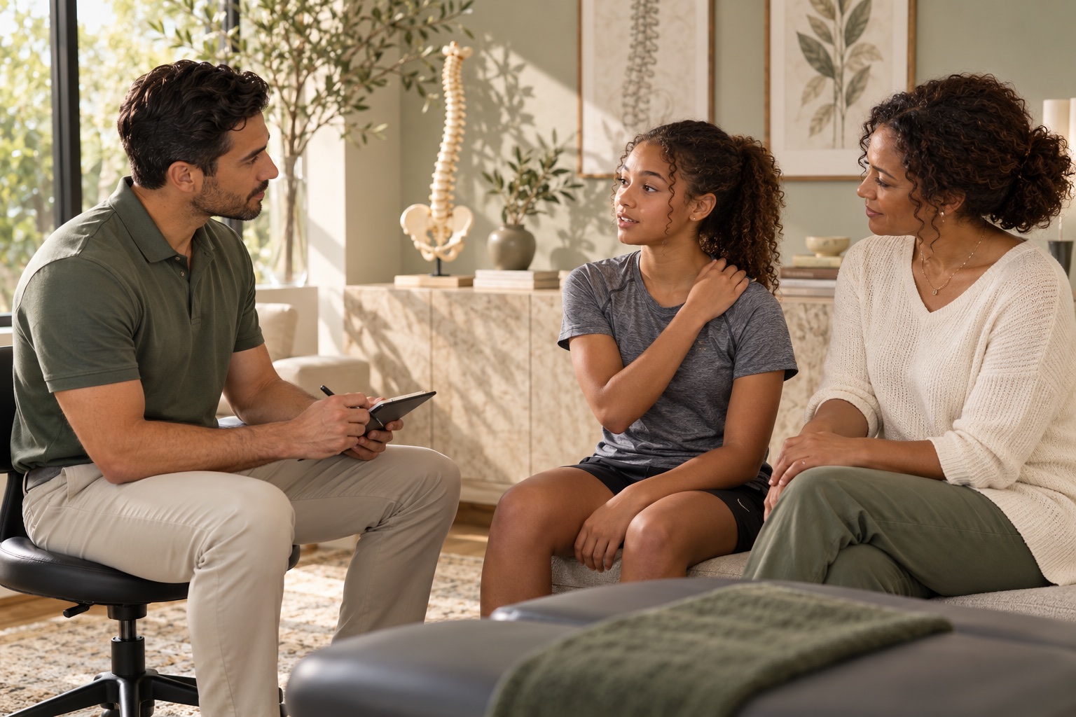 Generated consultation with a teenage athlete and her mother