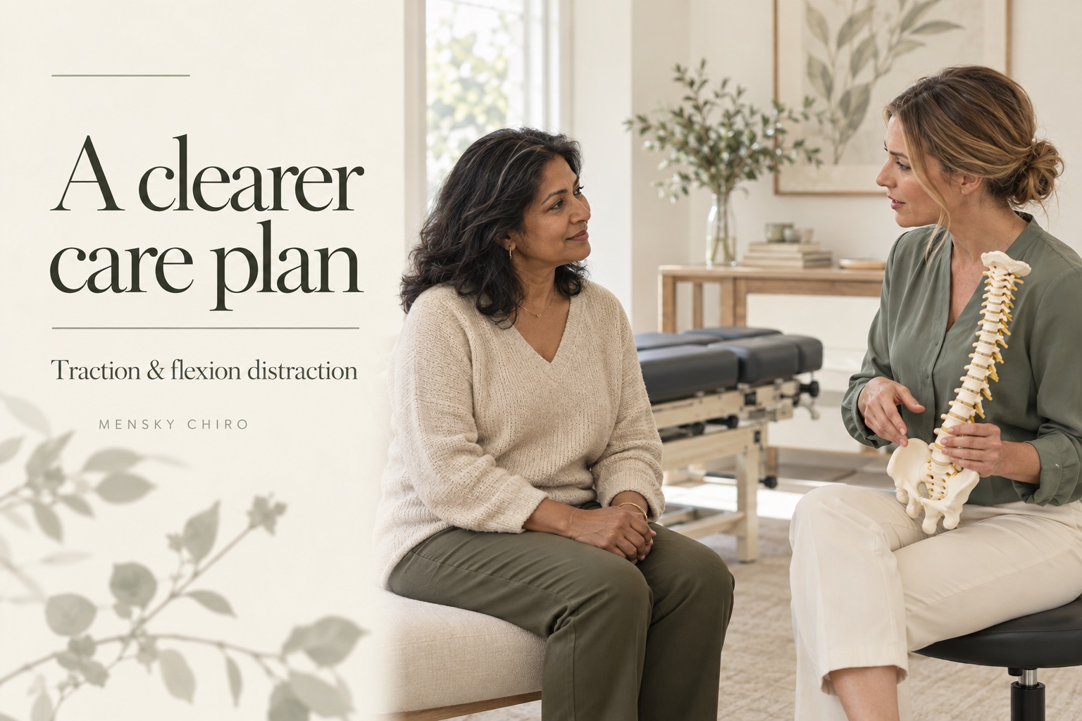 Traction and Flexion Distraction for Back Pain: Questions to Ask Before Treatment — generated editorial scene