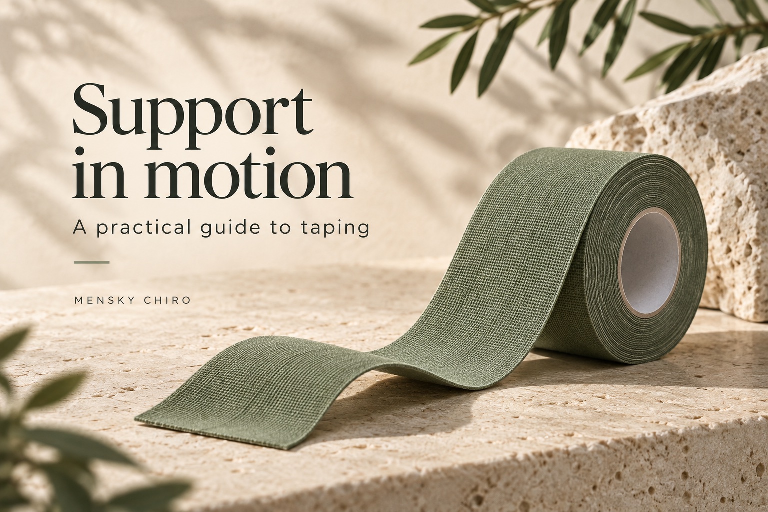 Kinesiology Taping: What It Can Do and How to Care for Your Tape — generated editorial illustration